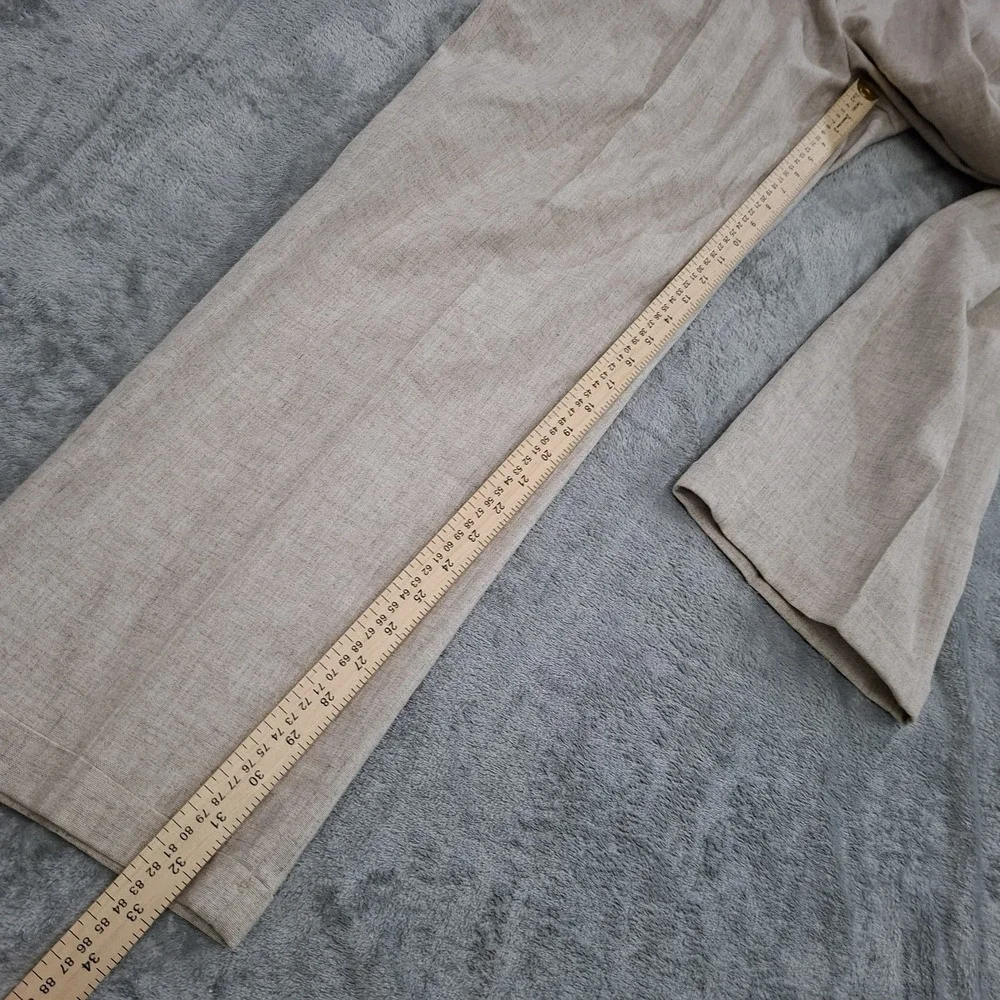 VTG Men's Beige Linen Blend Pants 36x32 Delave Pleated Cuffed Dress Straight Leg